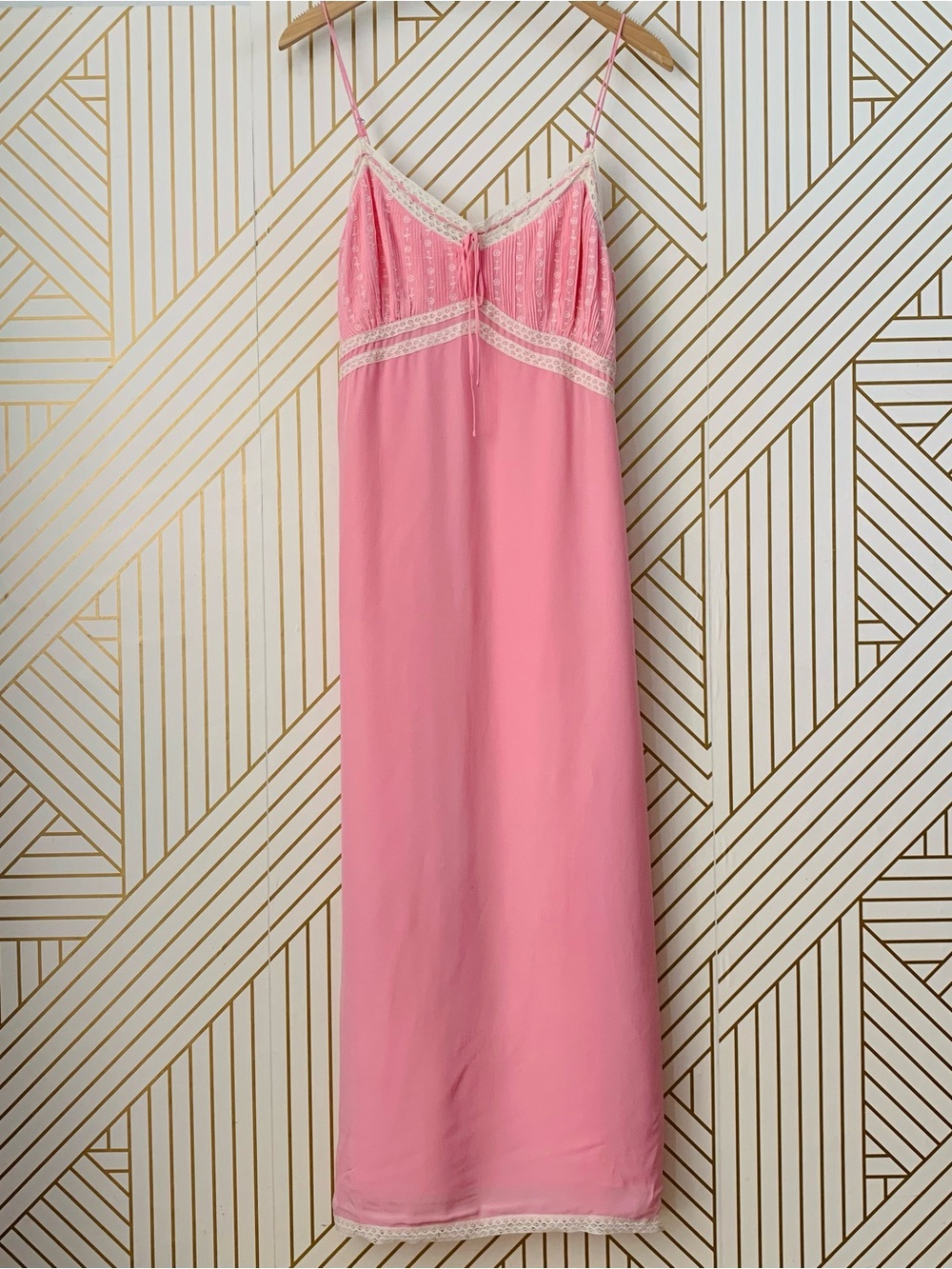 J. Crew NWT Pintuck lace trim slip dress in crepe de chine pink cottage core 12